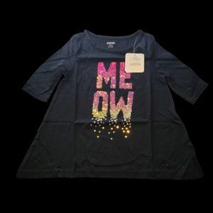 Gymboree Girls Swirl Black Cat MEOW Sequin Swing Top T-Shirt 4 5 NWT